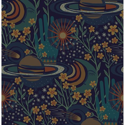 Cosmos, Sun, Stars, Navy, Peel Stick Wallpaper, Stick Wallpaper, Peel And Stick Wallpaper, The Sun, Vinyl