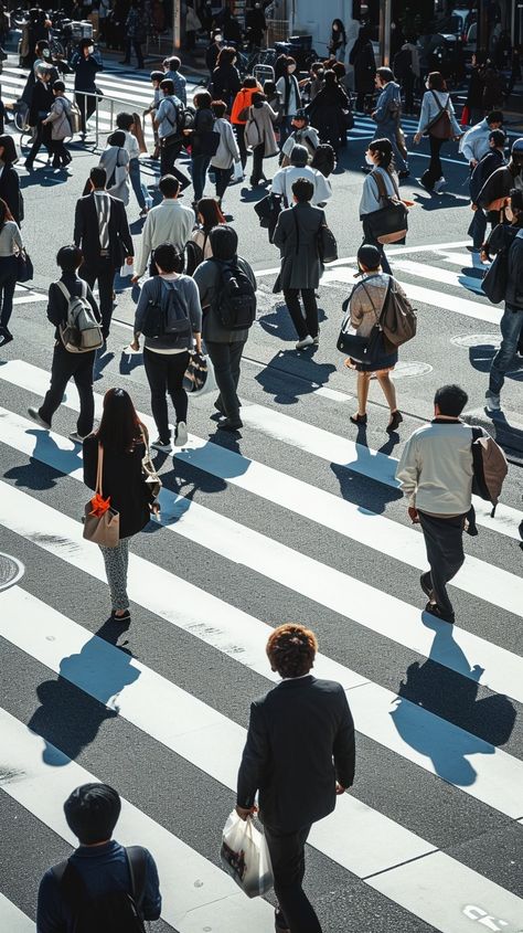 Busy Urban Crossing: A bustling city scene as numerous pedestrians cross the street at a busy urban intersection. #pedestrians #crossing #city #street #urban #shadows #sunlight #busy #aiart #aiphoto #stockcake https://ayr.app/l/RiRD Clean Urban Aesthetic, Crosswalk Aesthetic, Busy City Street, Bird Soaring, Street Fashion Shoot, Urban Street Photography, People Street, Crossing The Street, Pedestrian Crossing