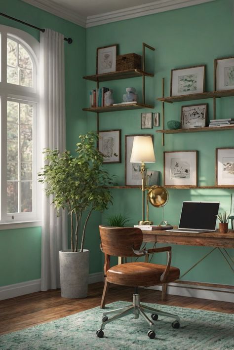 Step into a minty revival with the Best Color Combinations 2024 to infuse your space with refreshing vibes. Explore daily interior designer routines for a stylish transformation. #Ad #homedecor #homedesign #trendgirlApartment #Painthome #interiorarchitecture Wall Colors Green Room Colors
Bright Room office Colors
Apartment Renovation
Home office Remodeling
Modern Paint Colors
2024 Green Wall Shelves, Office Colour Scheme, Light Green Office, Paint Colors 2024, Green Room Colors, Best Color Combinations, Best Wall Paint, Office Color Schemes, Modern Paint Colors