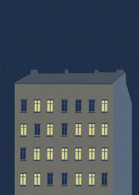 GIF Animation - Berlin house at night with lit windows Tonicprints Berlin, Houses At Night, Berlin House, House At Night, Night Architecture, Building Windows, Cartoon Building, Animiertes Gif, Gif Illustration