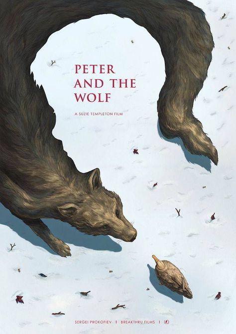 This book cover shows excellent figure ground/negative space. The contours formed by the position of the fox serve as the shape of a boy, I'm assuming "Peter." This empty space also creates a wonderful focal point for the book title to nestle into. Negative Space Artwork, Peter And The Wolf, Illustration Design Graphique, Buch Design, Portfolio Covers, Graphisches Design, Space Artwork, Plakat Design, A Wolf