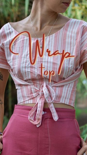 Upcycling, Tela, Easy Wrap Top Pattern, Vintage Top Sewing Pattern, Vintage Wrap Top, Easy Sewing Shirt, Tailor Clothes Diy, Easy Blouse Pattern, Sew Wrap Top