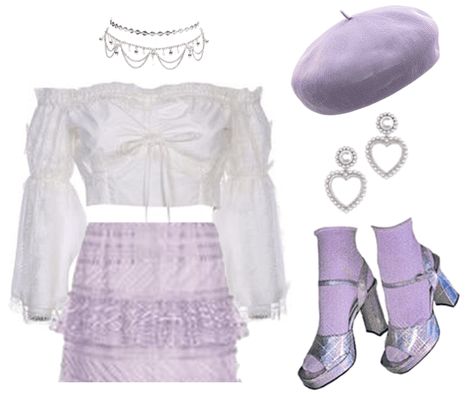 Purple Kpop Outfits Stage, Performance Outfits Purple, Purple Polyvore Outfits, Purple Stage Outfit Kpop, Purple Idol Outfits, Kpop Stage Outfits Ideas Purple, Purple Kpop Stage Outfits, Aesthetic Performance Outfits, Kpop Purple Outfit