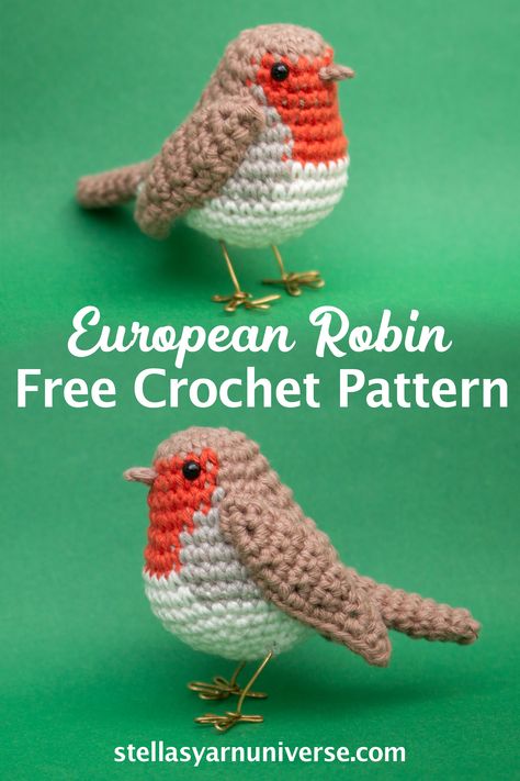 European Robin Amigurumi - You can use this free crochet pattern not only for a Robin but also to crochet any little, round bird you like or make up your own. The pattern comes with a video tutorial. Crochet Robin, European Pattern, Crochet Bird Patterns, European Robin, Crochet Xmas, Pola Amigurumi, Crochet Knit Stitches, Crochet Birds, Knitting Patterns Free Cardigans