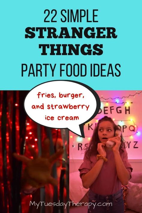 Stranger Things Party Food Ideas, Stranger Things Themed Food, Stranger Things Party Food, Hawkins Halloween, Savory Party Food, Party Food For Teens, Food Ideas Sweet, Food For Teens, Stranger Things Birthday