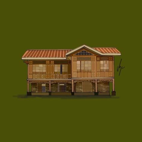 Minecraft Filipino House, Vintage House Philippines, Philippine Traditional House, Philippines Traditional House, Traditional Philippine House, Old Philippine Houses, Filipino Architecture Old Houses, Philippine Architecture Drawing, Traditional Filipino Architecture