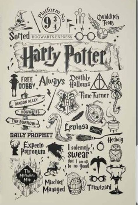 Harry Potter Signs, Harry Potter Planner, Diy Harry Potter Crafts, Harry Potter Sketch, Young Harry Potter, Harry Potter Journal, American Traditional Tattoo Ideas, Traditional Tattoo Ideas, Harry Potter Cartoon