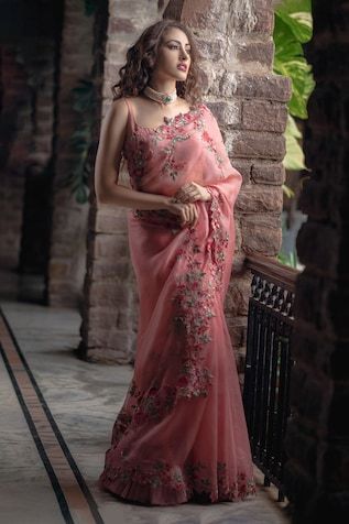 Demi Couture, Trending Sarees, Bridal Appointment, Anushree Reddy, Peach Saree, Fancy Sarees Party Wear, Organza Sarees, Embroidered Saree, Dress Simple