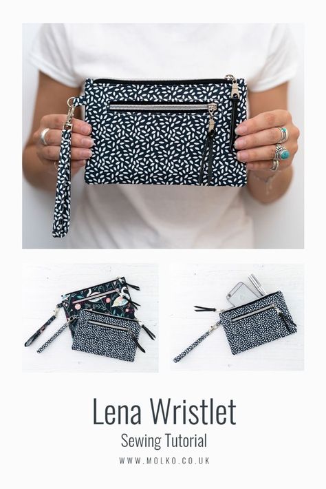 Couture, Free Wristlet Sewing Pattern, Wristlet Wallet Pattern, Wristlet Sewing Pattern, Diy Wallet Pattern, Diy Wristlet, Diy Pouch No Zipper, Wristlet Patterns, Clutch Sewing