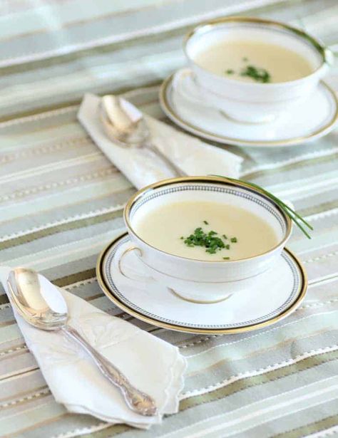 Julia Child's Vichyssoise for JC100 Noshing With the Nolands Cold Summer Soups, Vichyssoise Soup, Summer Soups, Julia Childs, Julia Child Recipes, Chilled Soup, Summer Soup, Creamed Potatoes, Rachel Ray