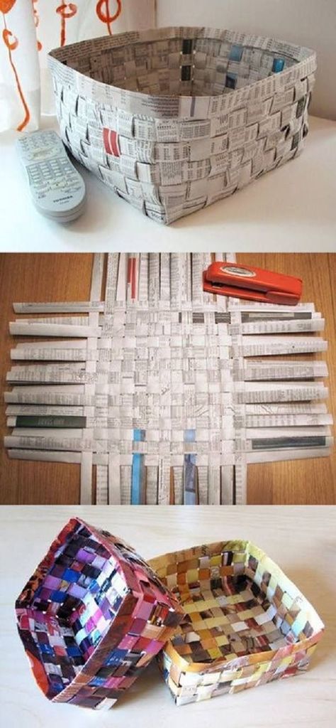 Recycler Diy, Diy Recycled Projects, Recycled Magazines, Kraf Diy, Diy Papier, Newspaper Crafts, Diy Simple, Recycled Projects, Paper Basket