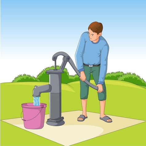 Man using hand pump graphic vector illus... | Premium Vector #Freepik #vector #water #water-hand #water-pump Water Activities Preschool, Colouring Drawing, Fun Phonics Activities, Hand Water Pump, Banner Png, Alucard Mobile Legends, Ink Crafts, Alcohol Ink Crafts, Activities Preschool