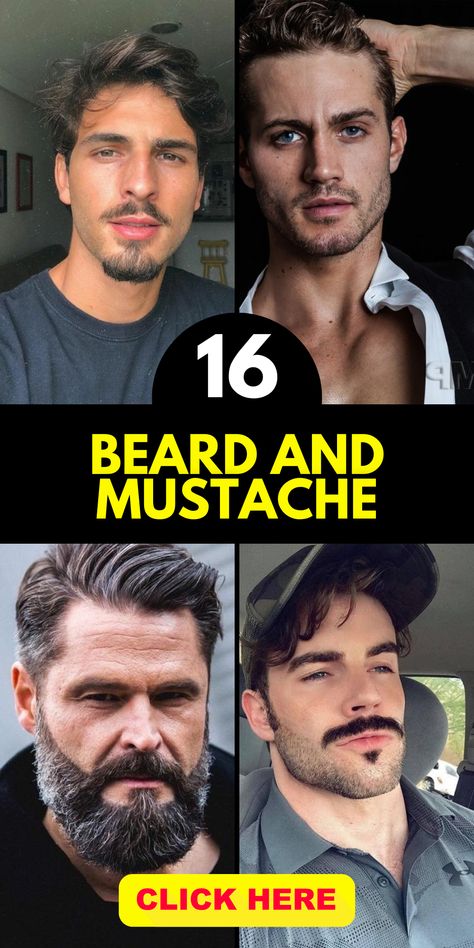 Beard And Moustache Style, Facial Hair Styles Men, Short Mustache Styles, Beard Mustache Styles, Men Mustache Styles, Men’s Facial Hair Styles, Goatee And Mustache Style, Mens Mustache Styles, Mustache And Beard Styles