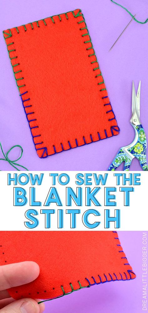 Learn how to sew the blanket stitch including all of those important steps like, how to use the blanket stitch around corners and how to neatly change thread during the blanket stitch! #blanketstitch #howtosew #diy Techniques Couture, Beginner Sewing Projects Easy, Leftover Fabric, Blanket Stitch, Fabric Baskets, Bag Crochet, Sewing Skills, Love Sewing, Sewing Projects For Beginners