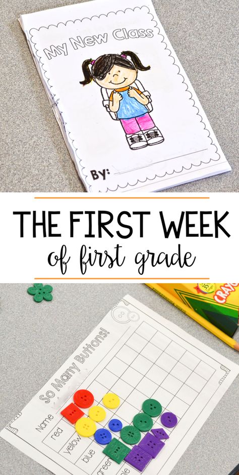 A first grade blog with math, reading, writing, and phonics lessons! First Week Of School Ideas, First Week Of School Games, First Week Of First Grade, First Grade Homework, First Week Activities, 1st Grade Activities, First Week Of School, First Day Of School Activities, First Grade Activities