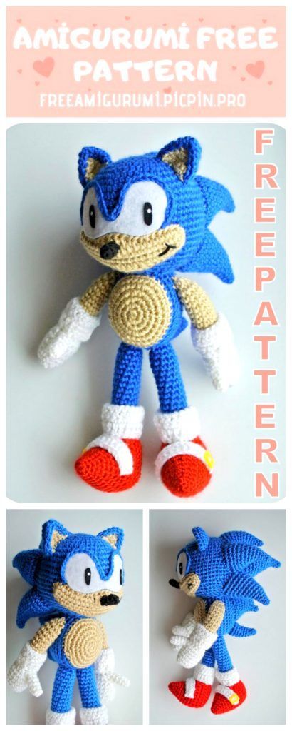 Sonic Crochet Pattern, Sonic Crochet, Hedgehog Amigurumi, Minion Crochet Patterns, Sonic Hedgehog, Crochet Dinosaur Patterns, Disney Crochet Patterns, Hello Kitty Crochet, Crochet Tutorial Pattern