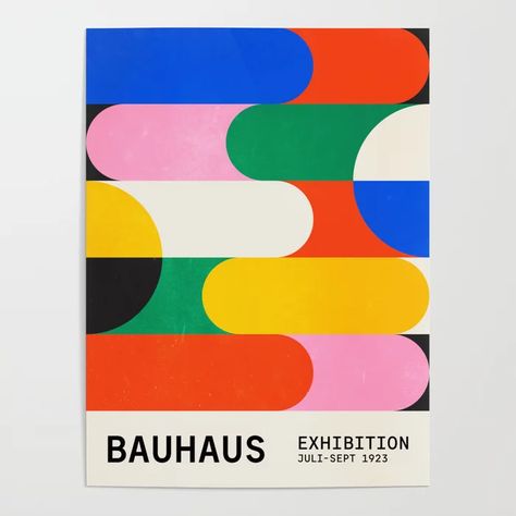 BAUHAUS 03: Exhibition 1923 | Mid Century Series Poster Rectangle Design Art, Bauhaus Illustration Art, Mid Century Poster Design, Bauhaus Posters Design, Mid Century Graphics, Bauhaus Inspired Design, Mid Century Design Graphic, Art Exhibition Design Poster, Bauhaus Color Palette