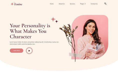 Woman Website Design, Women Website Design, Website Hero Design, Slideshow Design, Simple Website Design, Profile Banner, Feminine Website Design, Feminine Website, Blog Website Design