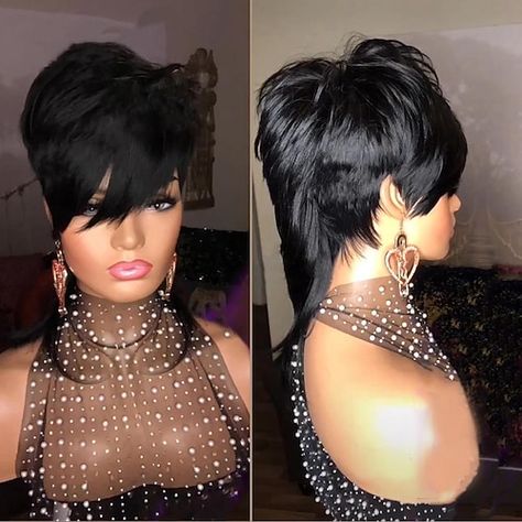 Mullet Wigs For Black Women, Black Women Mullet Hairstyles, Mullet Wigs, Hair Color Images, Mullet Wig, Hair Colorful, Wigs Cosplay, Kelly Cut, Monofilament Wigs