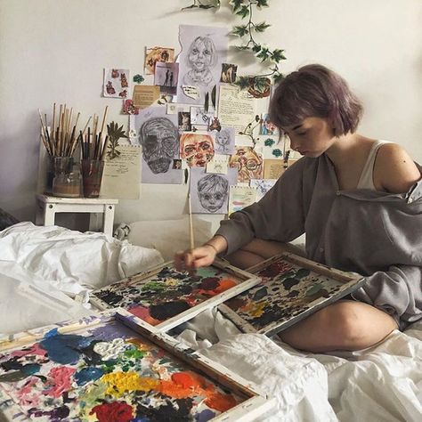 Hobby Aesthetic, Makeup Wallpaper, Artsy Aesthetic, Deco Studio, Kunst Inspiration, Artist Aesthetic, Design Apartment, Mom Art, Favorite Hobby