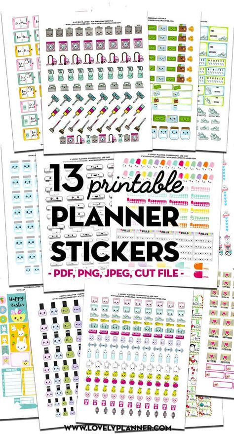 Organisation, Kawaii, Printable Stickers For Planner, Free Cricut Planner Stickers Svg, How To Make Journal Stickers, Planner Icons Free, Calendar Stickers Printable Free, Sticker Pages Free Printables, Free Planner Printables Stickers