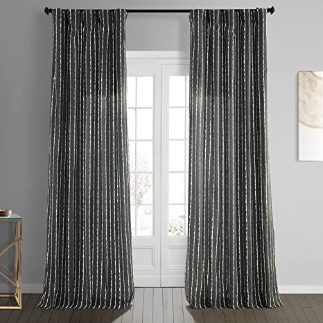 HPD Half Price Drapes Sharkskin Printed Cotton Curtain (1 Panel), 50 X 96, Sharkskin Black Solid, PRCT-D213A-96 Printed Cotton Curtain, Loft Style Apartments, Blackout Curtains Bedroom, Half Price Drapes, Striped Room, Darkening Curtains, Black Curtains, Cotton Curtains, Room Darkening Curtains