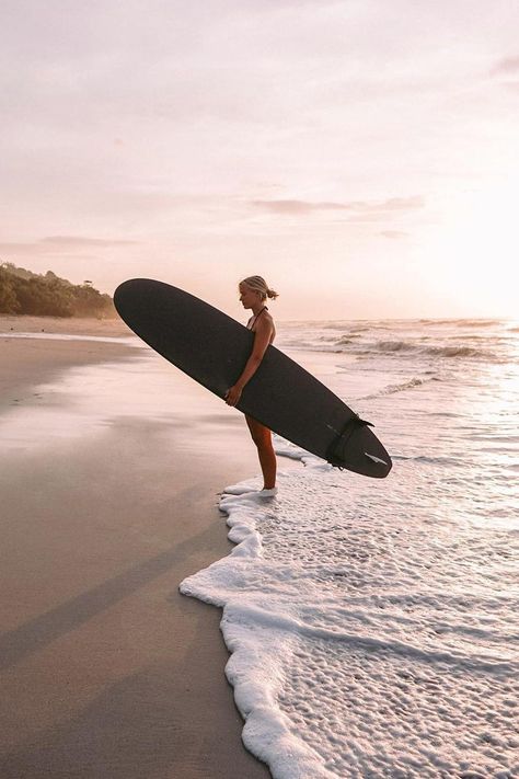 Aesthetic picture of Playa Santa Teresa. Discover more photos of Jolie Janine with On The Road Again Photoshoot With Surfboard, Surf Board Photoshoot, Surf Board Pictures, Surfing Pose, Surfing Photoshoot, Surf Photoshoot, Man On Beach, Surf Pictures, Surfer Lifestyle