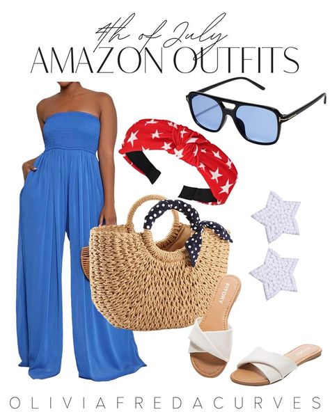 4th of July Outfit Idea 4th Of July Ideas, 4th Of July Outfit, Midsize Fashion, July Ideas, Blue Jumpsuit, Outfit Inspo Summer, 4th Of July Outfits, Blue Jumpsuits, Summer Blue