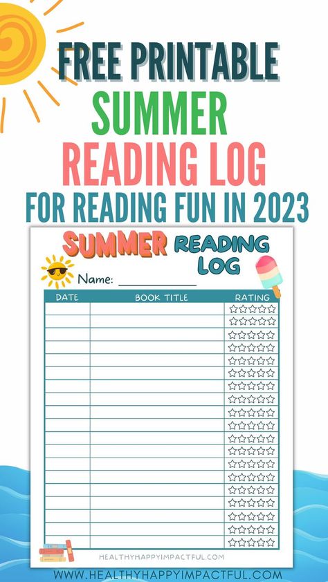 Free Printable! Summer Reading Log for Reading Fun in 2023 Kids Summer Activities Outdoor, Kids Summer Schedule, Make Reading Fun, Summer Reading Log, Reading Log Printable, Summer Reading Challenge, Kids Summer Reading, Book Log, Summer Books