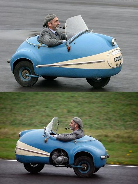 Brütsch Mopetta -- three wheel micro car -- 1958 Microcar, Kereta Sport, Gadget Tecnologici, Micro Car, Strange Cars, Tiny Cars, Fotografi Digital, Weird Cars, Pedal Cars