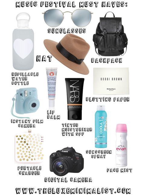 What to bring to a music festival. #festivalstyle #festival #festivalessentials #musicfestival #coachella #jazzfest #lollapalooza Festival Bags Coachella, Festival Goodie Bag, Music Festival Bag Essentials, Music Festival Checklist, What To Bring To A Festival, What To Bring To Concert, Concert Must Haves List, What To Bring To A Concert List, What To Pack For A Music Festival