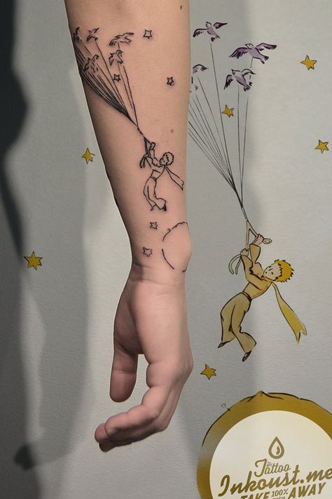 The Little Prince Tattoo Minimalist, Le Petit Prince Tattoo, The Little Prince Tattoo, Darkside Tattoo, Prince Tattoo, Little Prince Tattoo, Prince Tattoos, Stunning Tattoos, Traditional Tattoo Designs