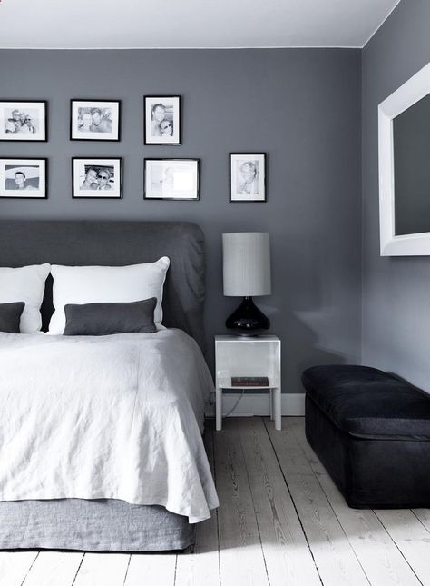 beautiful combo of varying greys with white. very Scandinavian chic. Warna Bilik Tidur, Bilik Tidur Mewah, Idea Bilik Tidur, Soft Room, Reka Bentuk Bilik Tidur, Hiasan Dalaman Rumah, Reka Bentuk Dalaman, Grey Bedroom With Pop Of Color, Gray Bedroom Walls