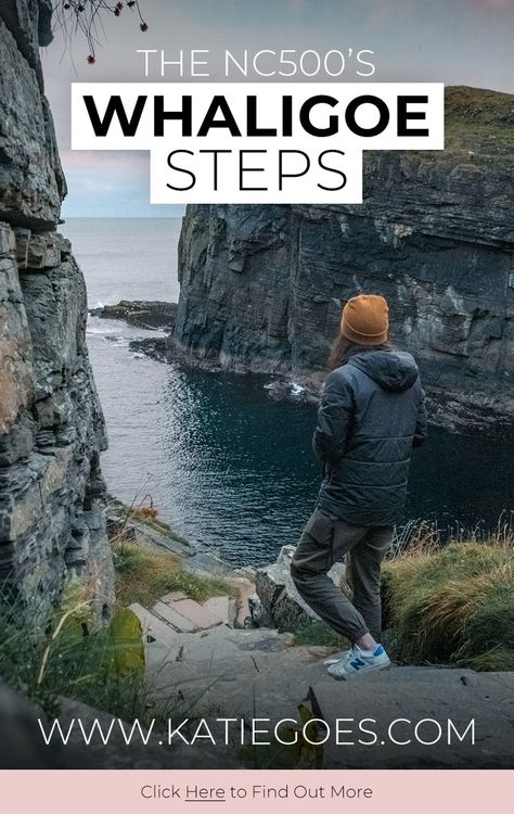 Katie standing on Whaligoe Steps Nc 500 Scotland, Nc500 Scotland, Scotland Road Trip, North Coast 500, Scottish History, Scotland Trip, Fishing Vessel, Old Street, North Coast