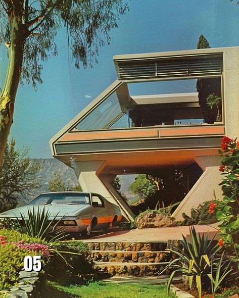 Choose your house! Visit Newretro.Net for the best and affordable retro outfits - Link in bio! - Hashtags: #1984 #synthwave #retrowave… | Instagram Retro Futuristic House Exterior, Retro Futurism Exterior, Retro Futuristic House, Retro Futurism House, Retro House Exterior, Retro Futuristic Aesthetic, Retro Futurism Architecture, Retro House Design, Retro Futurism Interior
