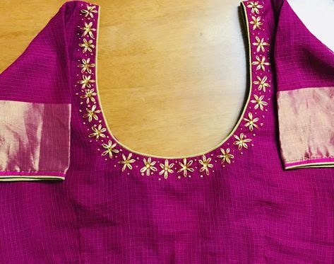 Blouse Back Neck Designs Embroidery, Simple Embroidery Work Blouse Designs, Hand Embroidery Design For Blouse, Simple Embroidery For Blouse, Simple Blouse Neck Models, Simple Machine Work Blouse Designs, Simple Ariwork Blouse, Simple Machine Embroidery Blouse Designs, Hand Embroidery Designs For Blouses