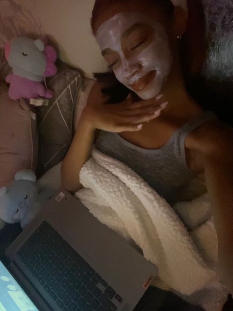 Nighttime Skincare Aesthetic, Facemask Skincare Aesthetic, Girl Doing Skincare Aesthetic, Evening Skincare Aesthetic, Nighttime Skincare Routine Aesthetic, Skincare Night Aesthetic, Mascara Running Down Face Aesthetic, Sunday Night Aesthetic, Sweet Dreams Aesthetic