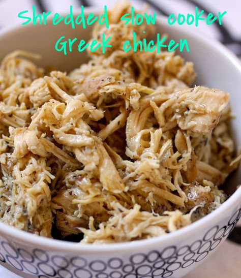 Make a big batch of shredded slow cooker Greek chicken, then use it in pitas, salads, or on a pizza! Salad Topping, Slow Cooker Greek Chicken, Coliflower Recipes, Feta Cheese Recipes, Chicken Roll Ups, Greek Chicken Recipes, Greek Seasoning, Chicken Rolls, Salad Toppings