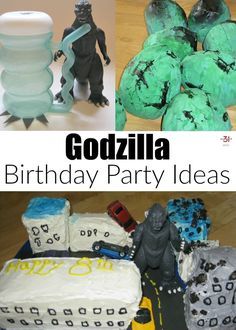 A Godzilla Birthday Party is fun for children from ages 5 to 95. These simple ideas are easy to create, even for the beginner crafter or baker. Craft Movie, Godzilla Party, Godzilla Birthday Party, Godzilla Birthday, Party Organization, Spiderman Birthday, Halloween Party Kids, Birthday Party Games, 3rd Birthday Parties