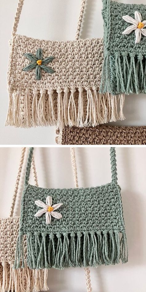 Diy Crochet Crossbody Bag, Simple Crochet Basket Pattern Free, Macrame Handbag Patterns Free, Crochet Hand Bags Purses, Crochet Purse Accessories, Crochet New Ideas, Crochet For Summer Ideas, Ideas For Crochet Projects, Crocheted Purses And Bags