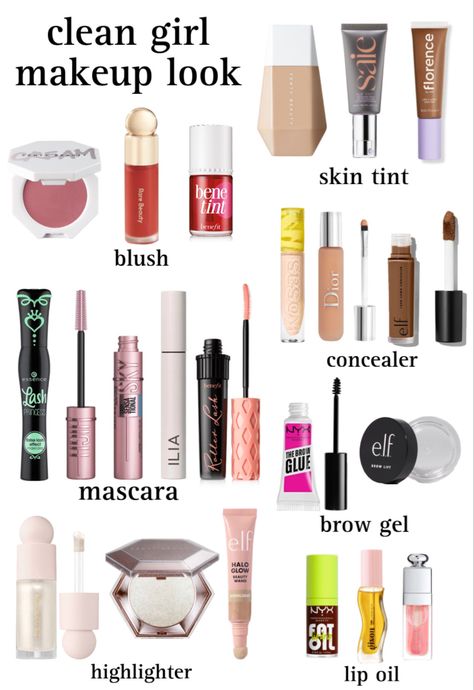 Makeup Ideas Products, Best Lip Gloss Top 10, Good Primers, Natural Christmas Makeup, Clean Girl Make Up Look, Pick Your Makeup, Makeup Products For Teens, Clean Girl Makeup Look, Sephora Must Haves