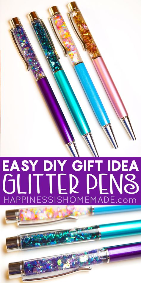 Easy DIY Glitter Pens - These awesome DIY glitter pens can be made in under 10 minutes! A fantastic homemade gift idea that can be personalized with your favorite color combinations! Belem, Diy Glitter Pens, Glitter Crafts Diy, Glitter Wallpaper Iphone, Letters Ideas, Homemade Gift Idea, Glitter Projects, How To Make Glitter, Pen Craft