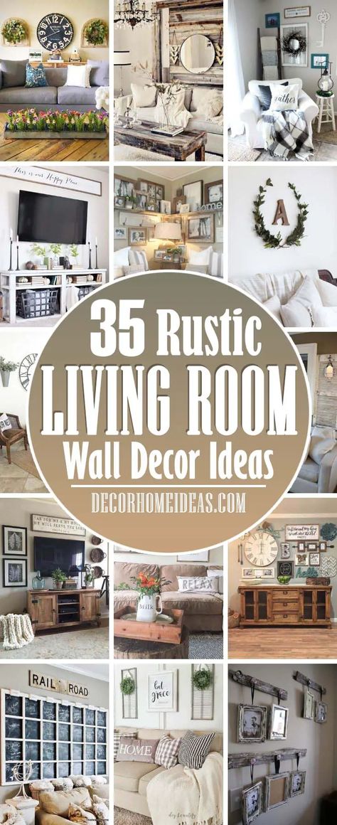 32 Beautiful Rustic Living Room Wall Decor Ideas | Decor Home Ideas Rustic Living Room Wall Decor, Farmhouse Wall Decor Living Room, Wall Decor Living Room Rustic, Farmhouse Living Room Wall Decor, Rustic Style Decor, Living Room Wall Decor Ideas, Room Wall Decor Ideas, Farmhouse Living Room Decor Ideas, Modern Rustic Living Room