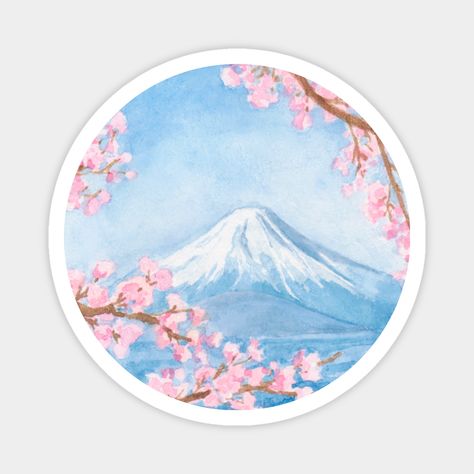 Fimo, Mount Fuji, Pink And Blue Painting, Gunung Fuji, Sakura Painting, Mount Fuji Japan, Fuji Japan, Fuji Mountain, Monte Fuji