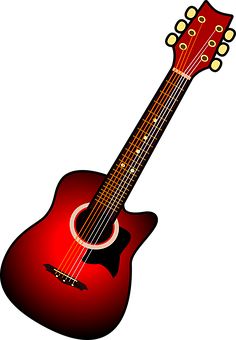 Red Guitar, Object Drawing, Red String, 3d Object, String Instruments, Free Pictures, Free Vector, Stock Images Free, Music Instruments
