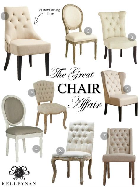 Kelley Nan: The Great Chair Affair *Vote for Your Favorite!* Relaxed Dining Room, Dining Table Design Modern, Dinning Room Chairs, Dining Room Chairs Upholstered, Kursi Bar, Tufted Dining Chairs, Dinning Room Design, Dining Room Table Decor, Dinning Room Decor