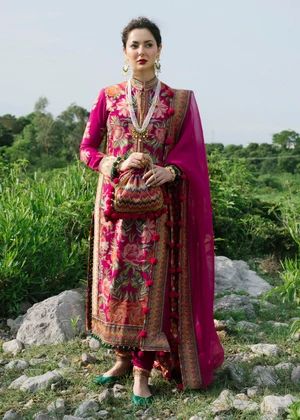Hussain Rehar, Hot Pink Fabric, Asian Designers, Sari Dress, Pakistani Designer Suits, Salwar Kamiz, Beautiful Pakistani Dresses, Pakistani Salwar Kameez, Embroidered Dupatta