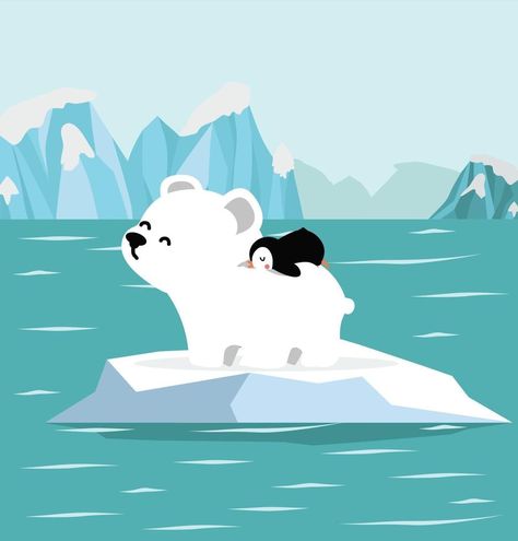 Polar Bears, Polar Bear Design, Polar Bear And Penguin, Arctic Art, Antarctic Animals, Artic Animals, Penguins And Polar Bears, Cute Polar Bear, Aesthetic Winter