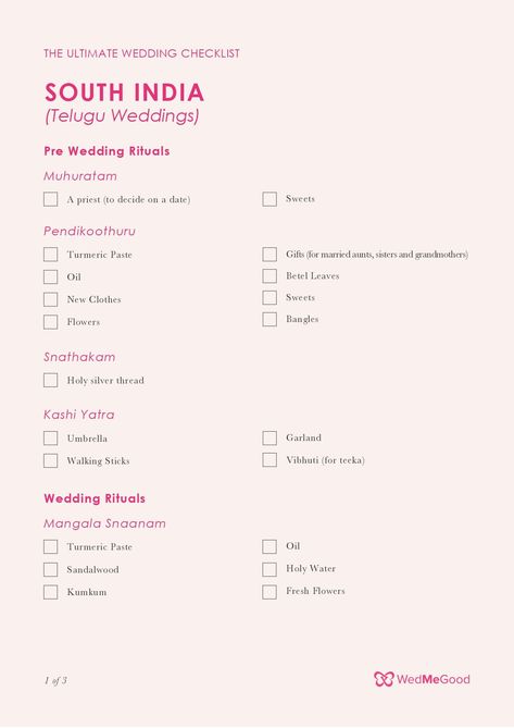 The Ultimate Telugu Wedding Checklist Indian Wedding Checklist, Indian Wedding Planning Checklist, Engagement Checklist, South Indian Engagement, Wedding Ceremony Checklist, Wedding Reception Checklist, Wedding Budget List, Wedding Checklist Template, Wedding Preparation Checklist