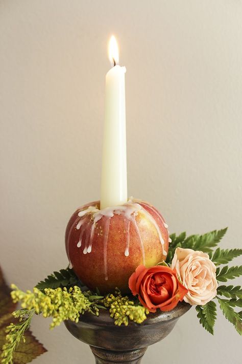 Fall Decor, Fall Centerpiece, Fall Decorating, Apple Centerpiece, Harvest Centerpiece, Fall Candle Decor September Florals, Apple Centerpieces, Apple Wedding, Apple Decorations, Apple Candles, Fall Floral Arrangements, Fall Tablescapes, Fall Wedding Decorations, Fall Centerpiece